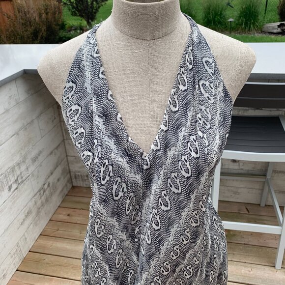 Robert Rodriguez Silk Sheer Snakeskin Print Layered Asymmetric Boho Midi Dress - Picture 2 of 15